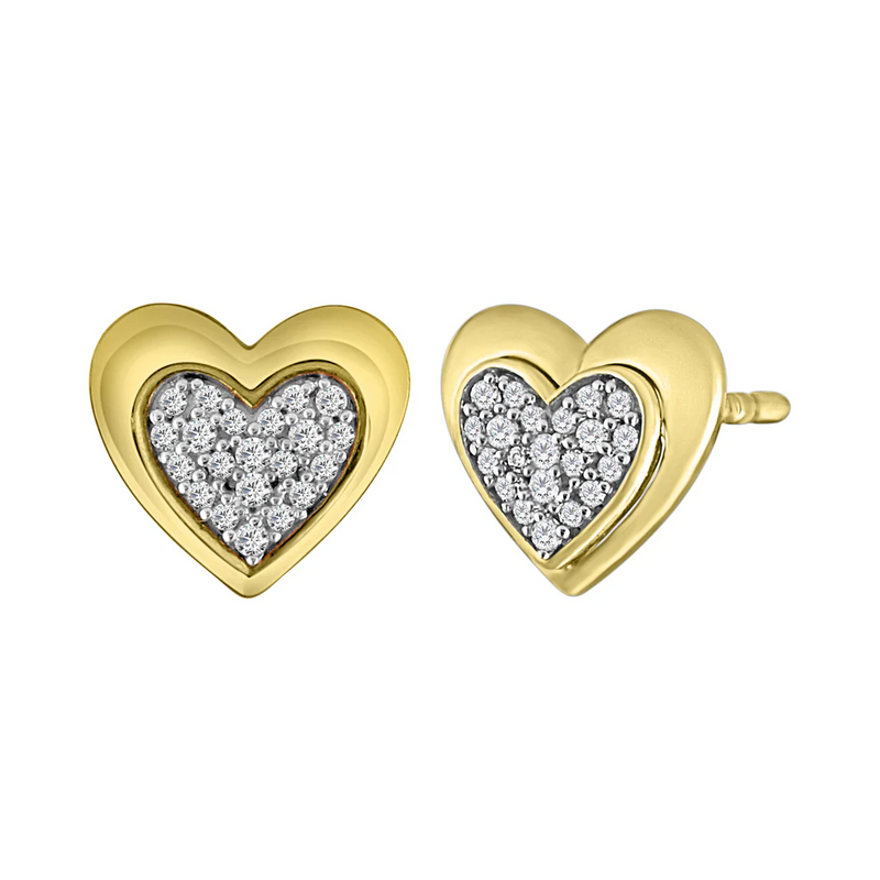 Diamond Heart Stud Earrings (14K)