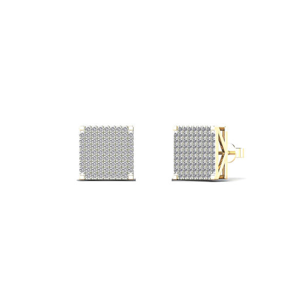 Iced-Out Diamond Square Screw Earring (14K)