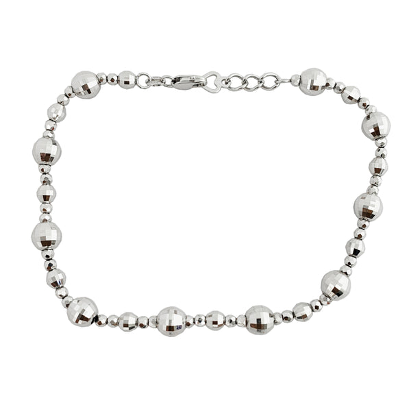 Diamond cut Ball Beads Station Bracelet (14K)