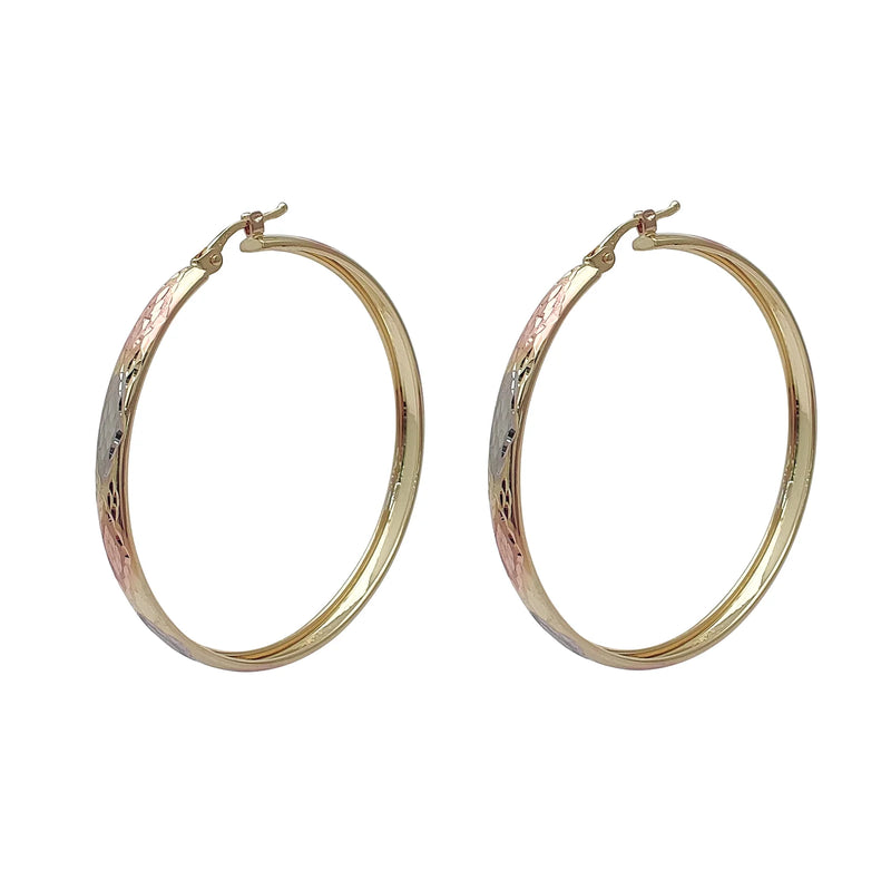 Tricolor Diamond-cuts Earrings (14K)