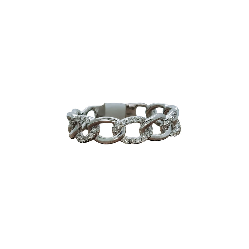 Curb Twist Chain Ring (White Gold)