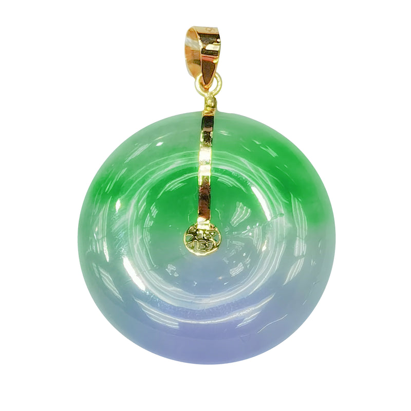 Hot Jade & 14K gold round circle disc Pendant