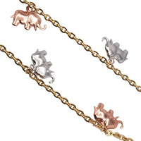 Tricolor Elephant Anklet Charm (14K)