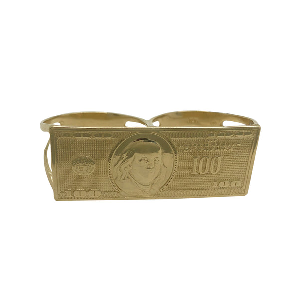 100 Dollar Bill Two Finger Ring (14k)