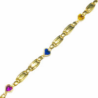 Three CZ Heart Bracelet (14K)