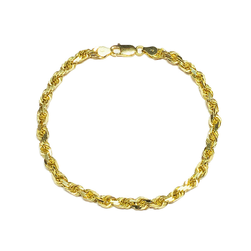 Diamond-Cut Solid Rope Bracelet (18K)