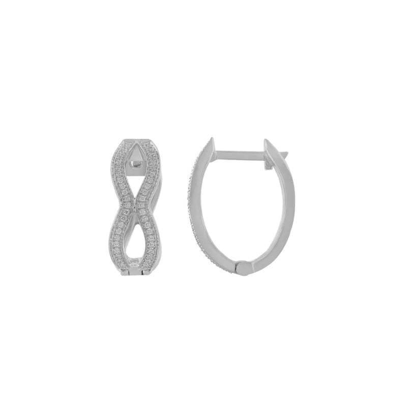 Diamond Infinity Design Huggie Earrings (14K)