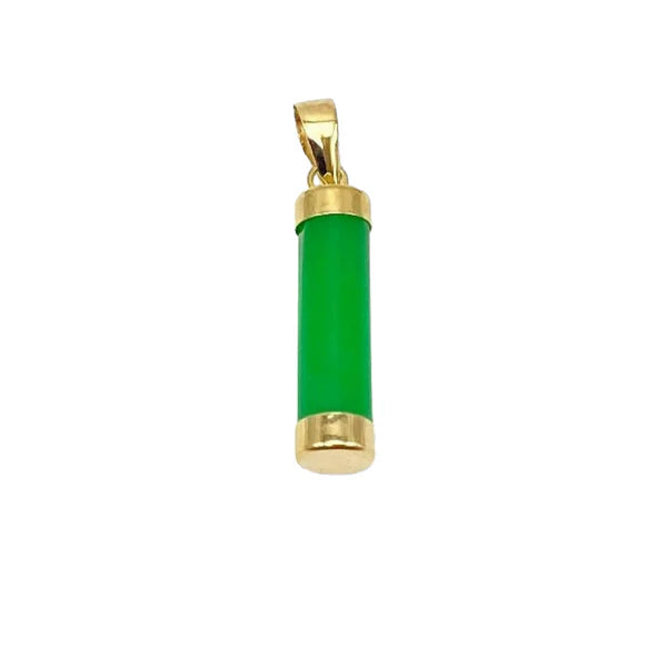 Jade Cylinder Charm Pendant (14K)