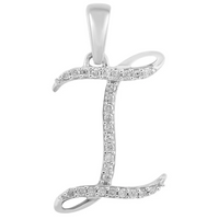 [0.7 inch] Diamond Initial Letter Pendant (14K)