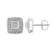 Diamond Iced-Out Square Screw Earring (14K)