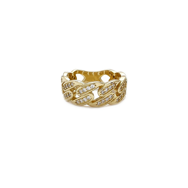 Iced-Out Slim Cuban Ring (14K)