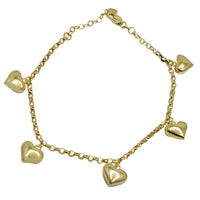 Puffy Hearts Charms Bracelet (14K)