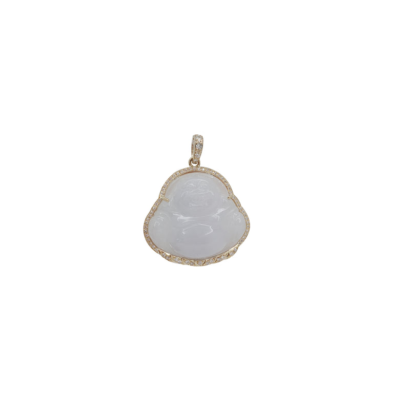 Diamond Jade  Buddha Pendant (14K)