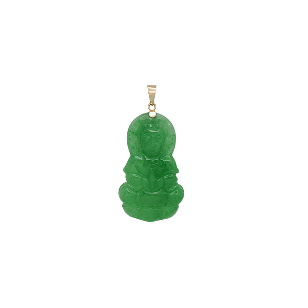 Green Jade Guanyin Pendant (14K)