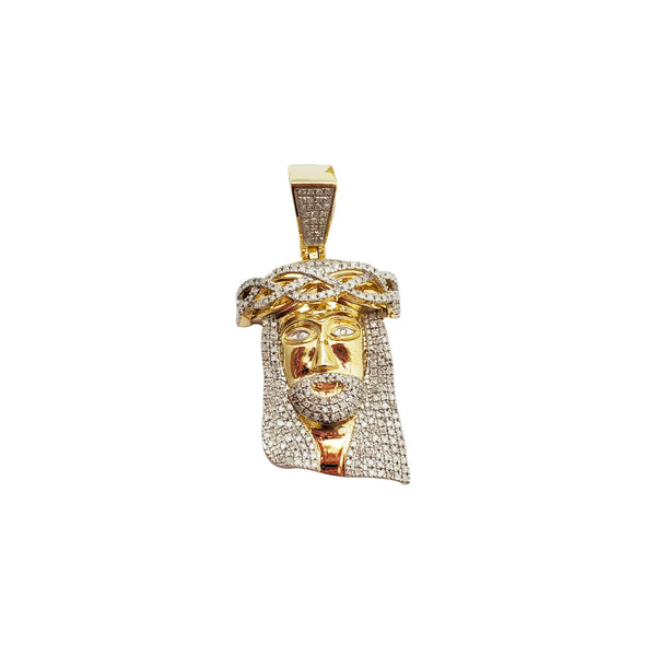 Diamond Jesus Head Pendant (14K)