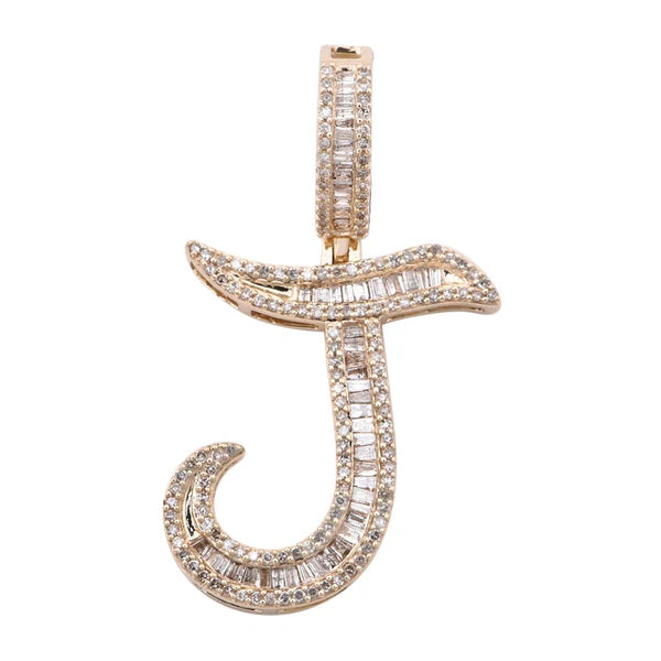 Diamond Letter J Initial Pendant (14K)