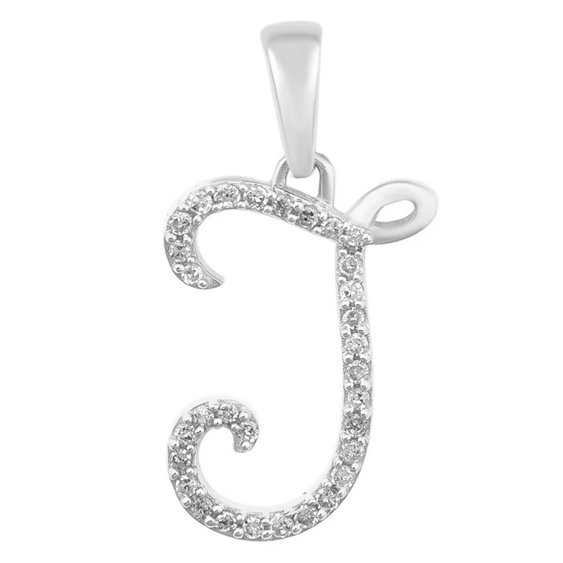 [0.7 inch] Diamond Initial Letter Pendant (14K)