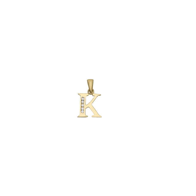 [0.60 inch] Zirconia Initial Letter Pendant (14K)