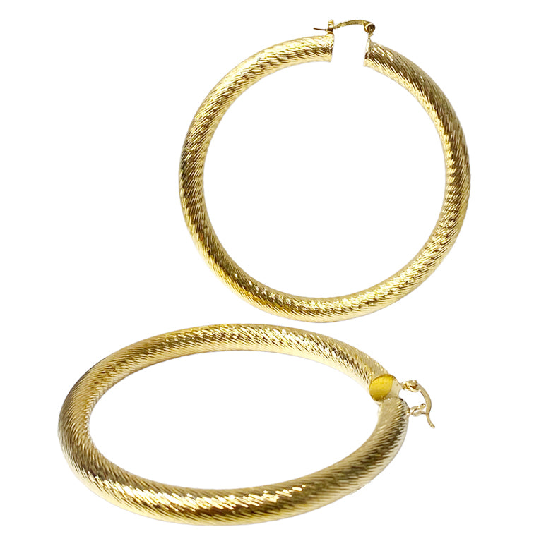 Diamond-Cuts Fancy Hoop Earrings (14K)