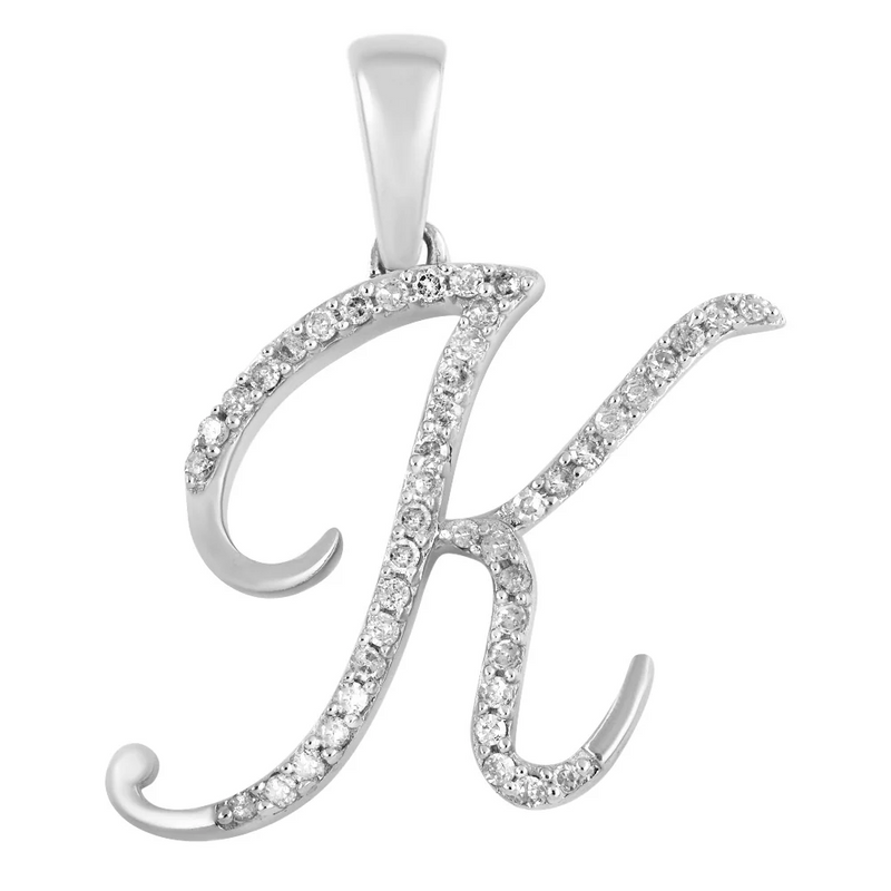 [0.7 inch] Diamond Initial Letter Pendant (14K)