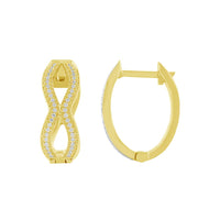 Diamond Infinity Design Huggie Earrings (14K)