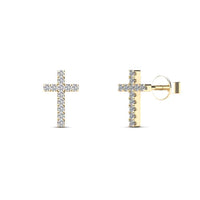 Cross round diamond earring