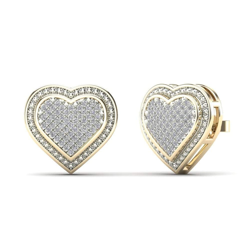 Diamond Heart Stud Earrings (14K)