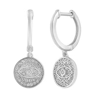 Diamond Evil Eye Huggies Earrings (14K)