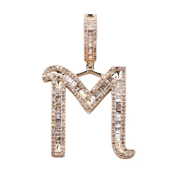 Diamond Letter M Initial Pendant (14K)