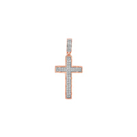 2-Row Diamond Textured Cross Pendant (14K)