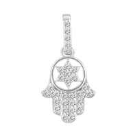 Diamond Hamsa & Star Of David  Pendant (14K)