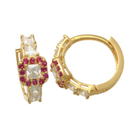 Birthstone CZ Square Pave Huggie Earrings