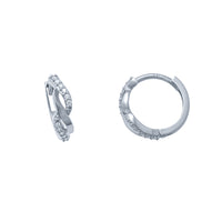 Zirconia Twisted Texture Huggie Earrings (14K)