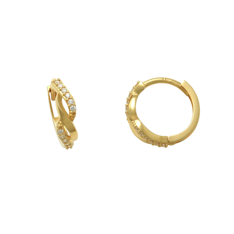 Zirconia Twisted Texture Huggie Earrings (14K)