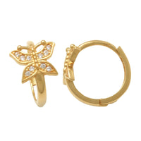 Zirconia Butterfly Huggie Earrings (14K)