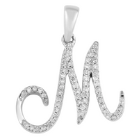 [0.7 inch] Diamond Initial Letter Pendant (14K)