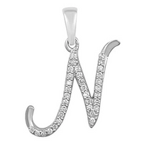 [0.7 inch] Diamond Initial Letter Pendant (14K)