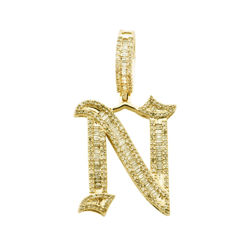 Diamond Letter N Initial Pendant (14K)