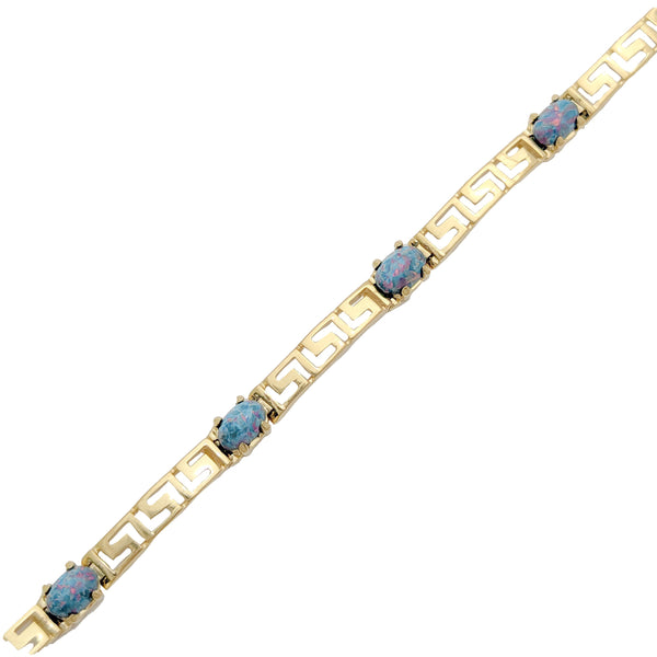 Opal Greek Key Link Fancy Tennis Bracelet (14K)