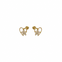 Zirconia Heart & Star Stud Earring (14K)