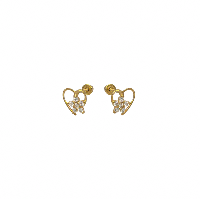 Zirconia Heart & Star Stud Earring (14K)