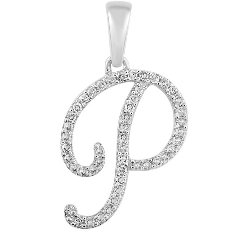 [0.7 inch] Diamond Initial Letter Pendant (14K)