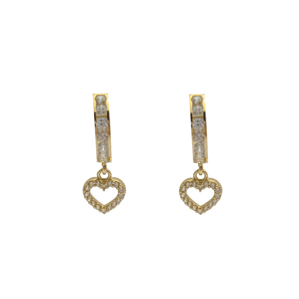 Heart CZ Dangling Huggie Earring (14K)