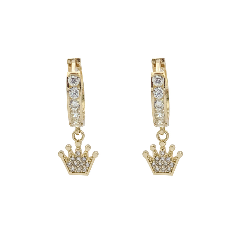 Crown CZ Huggie Earring (14K)