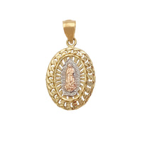 Virgin Mary Monaco Frame Oval Tri-Tone Pendant (14K)