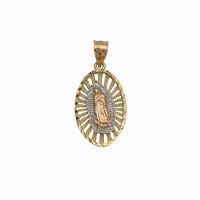 Virgin Mary Tri-Tone Oval Pendant (14K)