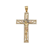 Tri-Tone Jesus Fancy CZ Cross (14K)