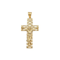 Railroad Textured Jesus Cross Pendant (14K)