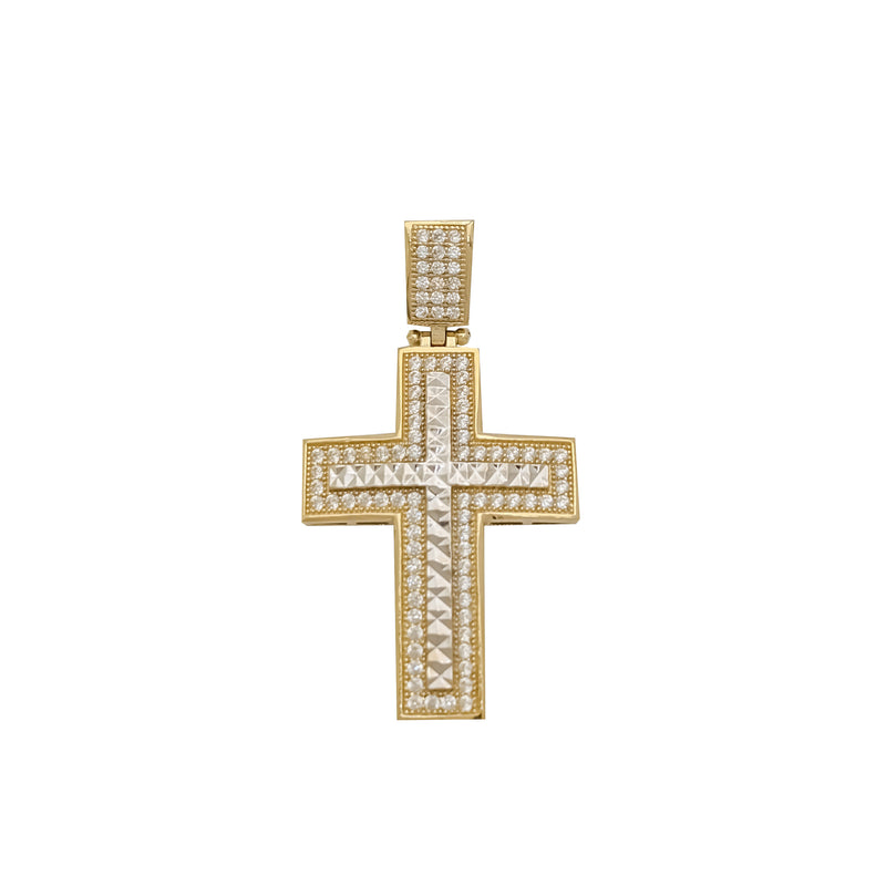 CZ Diamond-Cut Cross Pendant (14K)