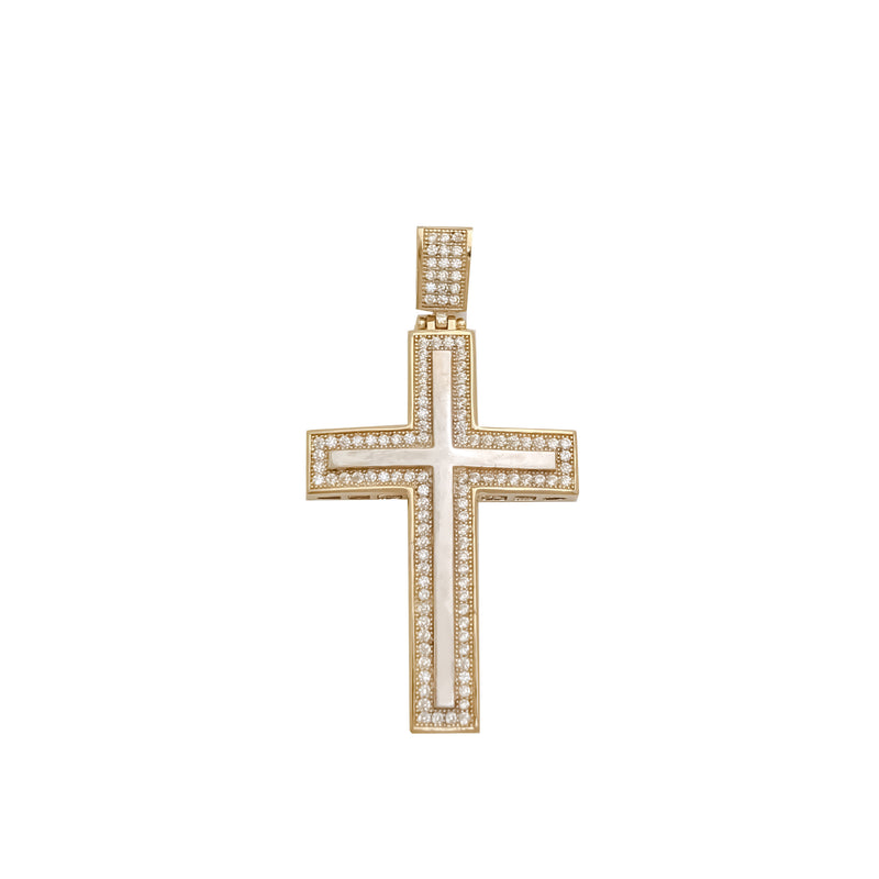 Two-Tone CZ Cross (14K)